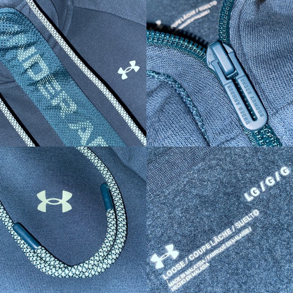 ⭐️Womens Rival Fleece Mesh Full Zip Hoodie by Under Armour, Large/Teal - Picture 4 of 13